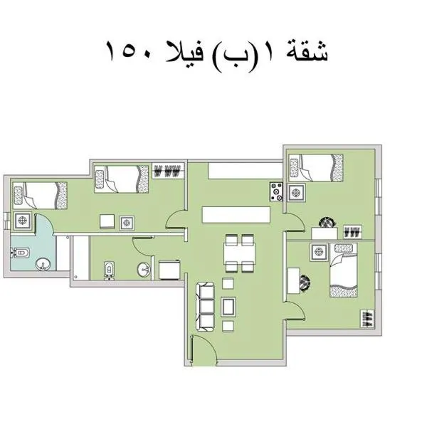 1B V150B Chalet 3bedrooms basement green beach, hotell i Abū Shunaynah