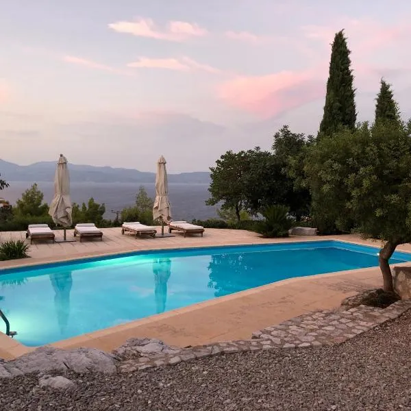 Villa with swimming pool and tennis/basketball court, hotel in Theológos