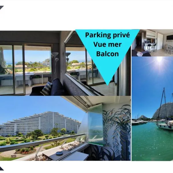 Lovely apartment in Marina Baie des Anges- Baronnet - Sew view, free parking spaces on site, restaurants, beach, supermarket，盧貝新城的飯店