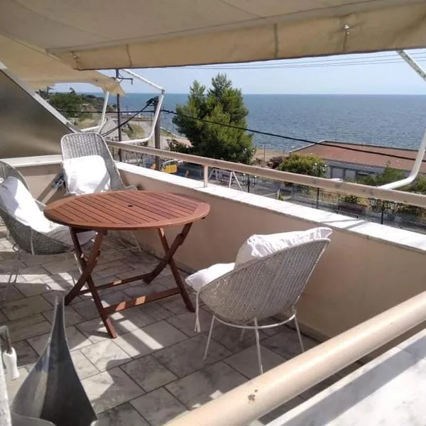 Super view seafront apartment, hotel in Órmos