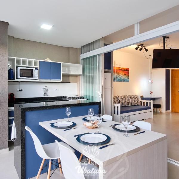 Estúdio MODERNO, com churrasqueira, Wifi, AC e Piscina, no Itaguá em Ubatuba, RECANTO 113