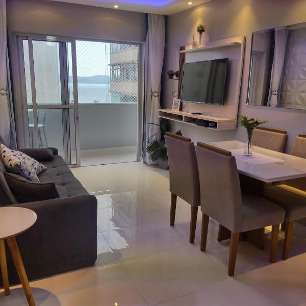 Pe na areia em Santos Vista Mar Garagem e Ar