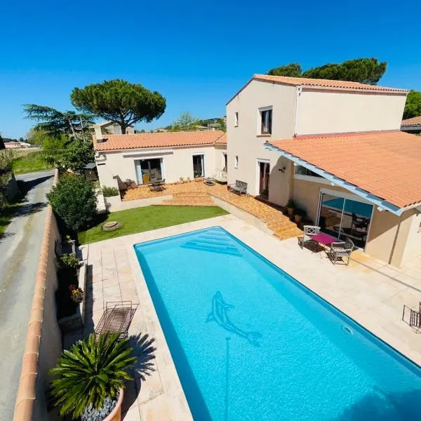 Annexe des Pins - studio gîte avec piscine & climatisation, hotel v destinaci Villeneuve-les-Béziers