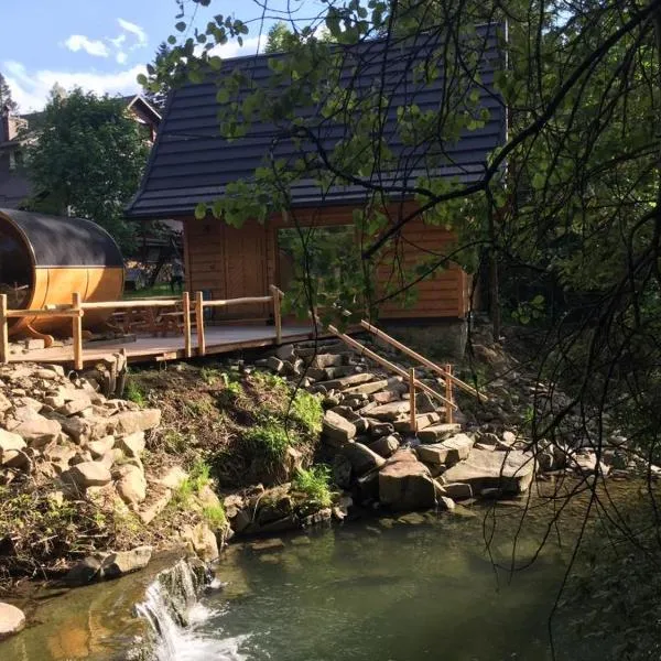 Chatka z sauną nad rzeką, hotel in Żabnica