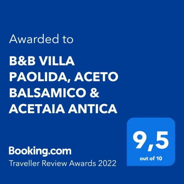 B&B VILLA PAOLIDA, ACETO BALSAMICO & ACETAIA ANTICA: Nonantola'da bir otel