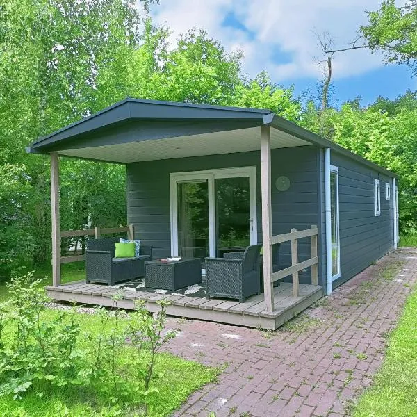 4p chalet TOLVE met 4 fietsen vlakbij natuurgebieden Drents Friese Wold, Fochteloërveen en gevangenisdorp Veenhuizen, hotel en Oosterwolde