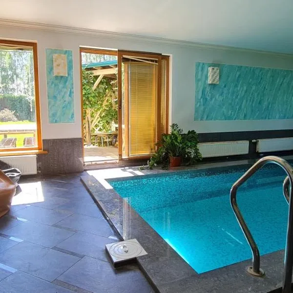 Spacious house with indoor pool & sauna., hotel in Langstiņi