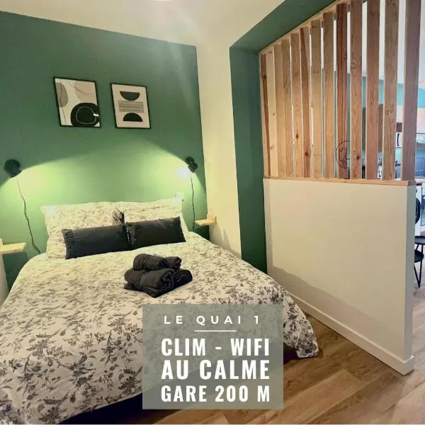 LE QUAI 1 - Spacieux Studio NEUF CALME - CLIM - WiFi - Gare à 200m、アジャンのホテル
