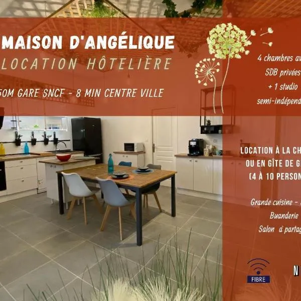 La maison d'Angélique - Colocation hôtelière à 150m Gare TGV- Grande cuisine équipée & salon - Fibre - Netflix, hotel in Fors