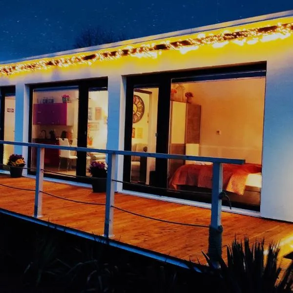 Ranch 66 - Moderní Tiny House Black Swallow ve stylu Route 66 se saunou a bazénem, hotel v destinaci Tršice
