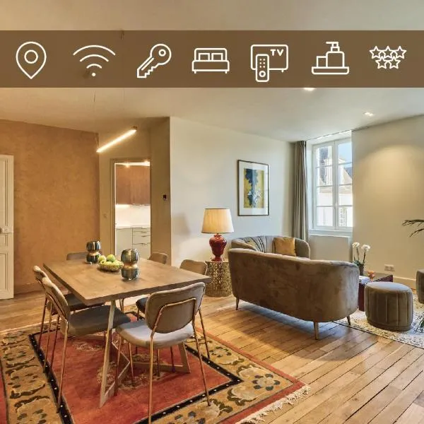 Appartement Montagnon - Les Suites du Palais - Classé 4 étoiles, parking privé, vue cathédrale, 3 chambres, hotel in Nevers