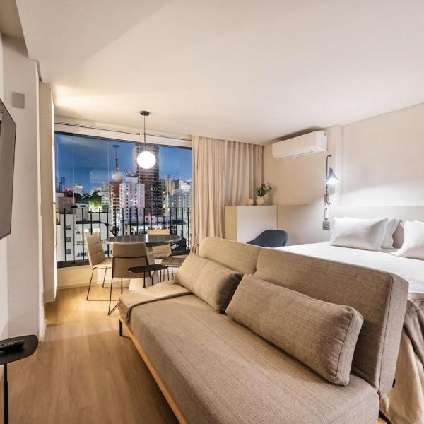 BHaus Jardins VN Melo Alves - Studio Deluxe com Vista Incrível - Cama King Size - 15o andar - Oscar Freire - Vaga de Garagem - Academia - Lavanderia - Coworking - Acomoda 4 pessoas - ma54