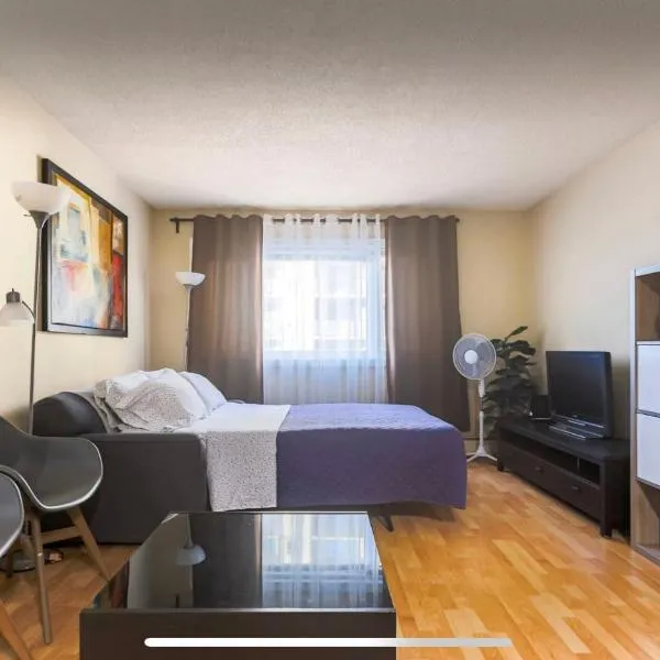 Downtown River Valley Bachelor Suite Condo, NON Smoking, 12 inches Queen Bed, Beautiful Minimalist, very convenient every where, hotel v destinaci Edmonton