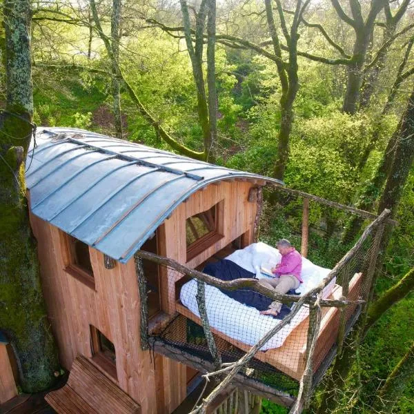 Cabane perchée - Les Cabanes de Fallot - sauna bain-froid piscine, hotel en LʼIsle-Bouzon