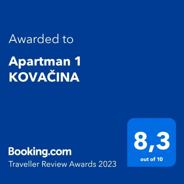 Apartman 1 KOVAČINA、ニクシッチのホテル