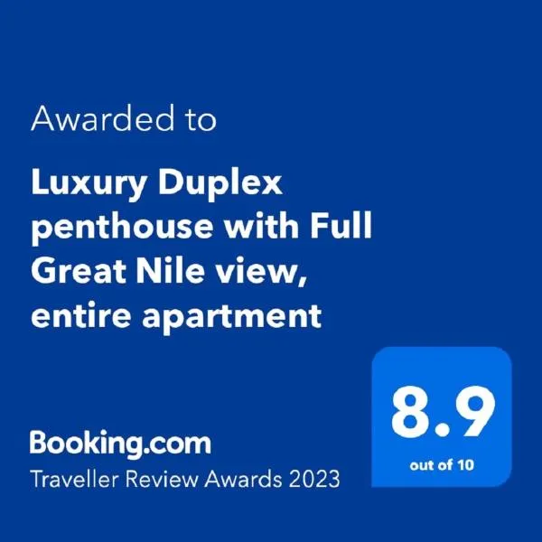 Luxury Duplex penthouse with Full Great Nile view, entire apartment, hotel in Cairo