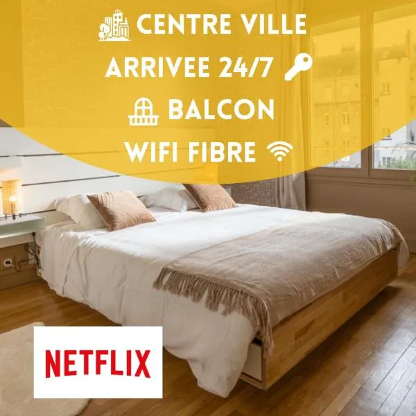 Tours Centre - Proche Gare - Parking Vélo - Balcon - Arrivée autonome, hotel en Tours