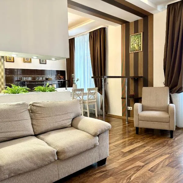Lux apartments in the city center with a coffee machine, view of a theater, near Zlata Plaza, hotel in Rivne