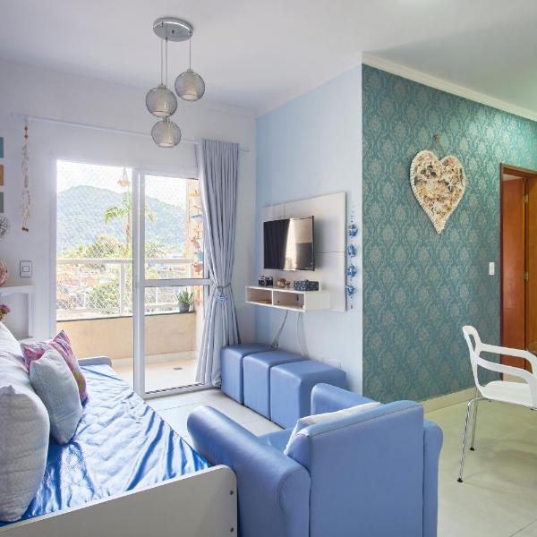 2 Quartos com ar, piscina, sacada Gourmet a 1 km da praia Grande