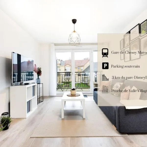 Bright flat near Disneyland with private parking, hotel v destinácii Chalifert