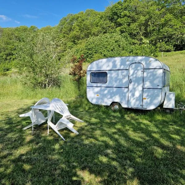 Camping La Fôret du Morvan Vintage caravan, hotel en Villapourçon