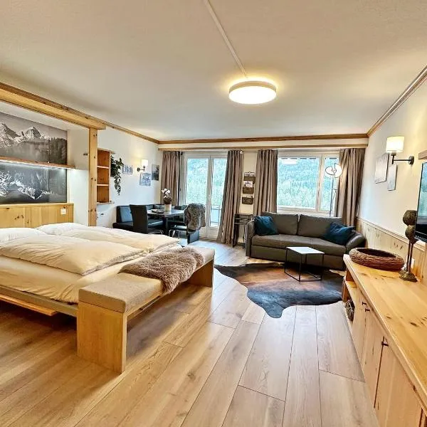 42m2 Alpenschick mit Balkon, Ausblick, Pool - E405, hotell sihtkohas St. Moritz