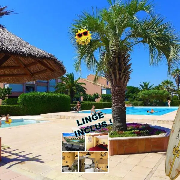 Appt T2, Piscine, la Plage à 130m! Parking privé clos, Lave-linge, Lave-vaisselle, Draps, Linge et Ménage inclus!, hotel a Palavas-les-Flots