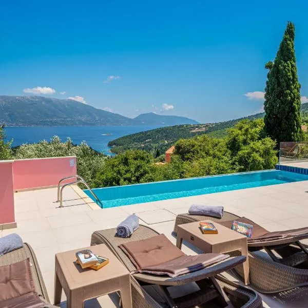 Villa Helios Sea View & Private Pool near Fiskardo、フィスカルドのホテル