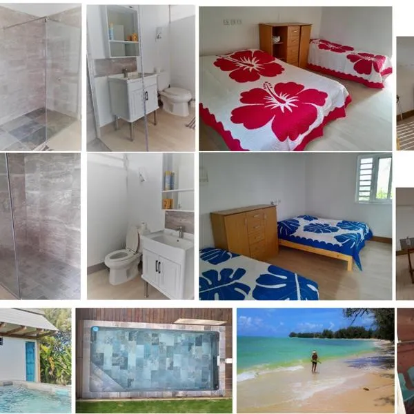 Mara'ai le spot Tubuai Chambre triple Taahueia Deluxe SDB privée avec piscine, hotel v Tubuai