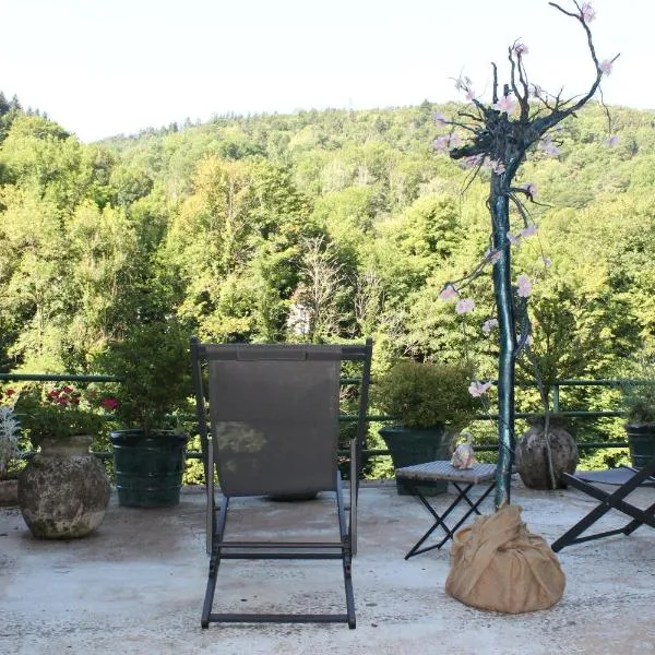 Studio Malou - Cosy, grande terrasse et vue rivière, hotel v mestu Olliergues