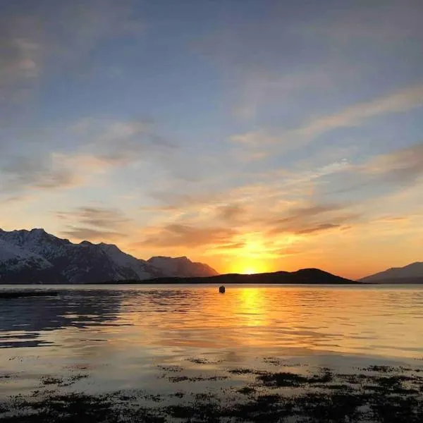 Cabin with mountain and ocean view in lyngen, hotel in Lyngseidet