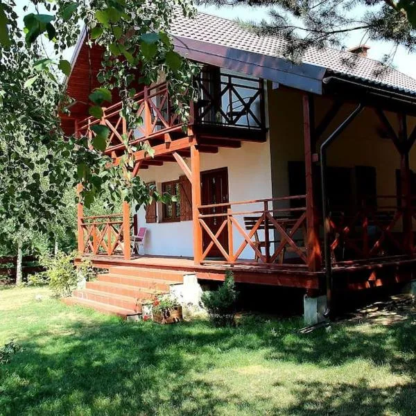 Domek Wypoczynkowy całoroczny U Agi z balią z jacuzzi i sauną, hotel in Przezmark