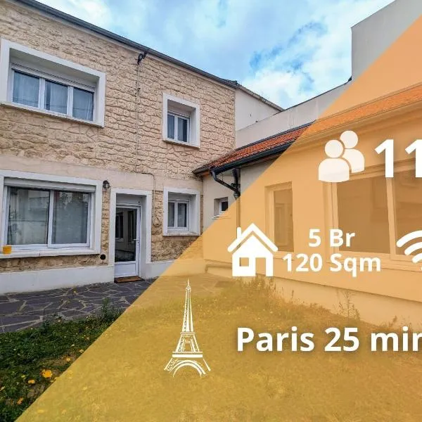 Spacieuse maison avec jardin, proche de Paris, hotel in Houilles