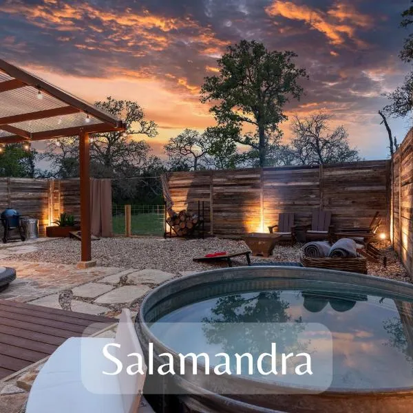 Romantic Tiny Luxury Retreat w heated pool, sauna n outdoor shower in Wimberley 10 acres, hotel v destinaci Wimberley