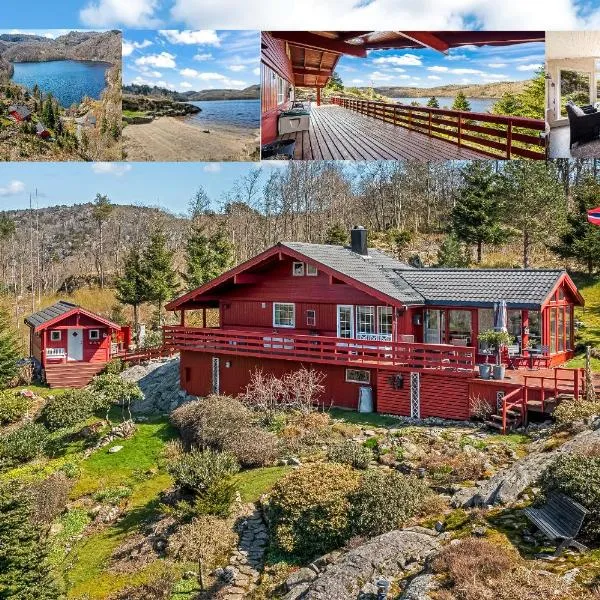 Gemütliches helles Ferienhaus am See mit Panoramaseeblick + Hütte und nahe Meer、リュングダールのホテル