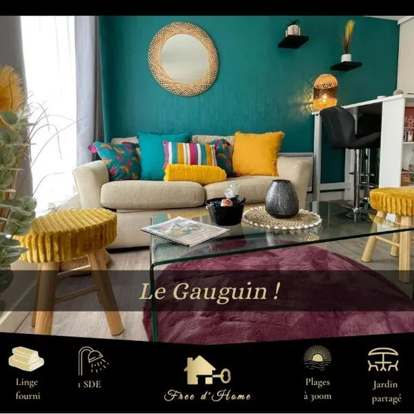 LE GAUGUIN, T2 Cosy, 2-4 Pers, à 300m des plages、Clohars-Carnoëtのホテル