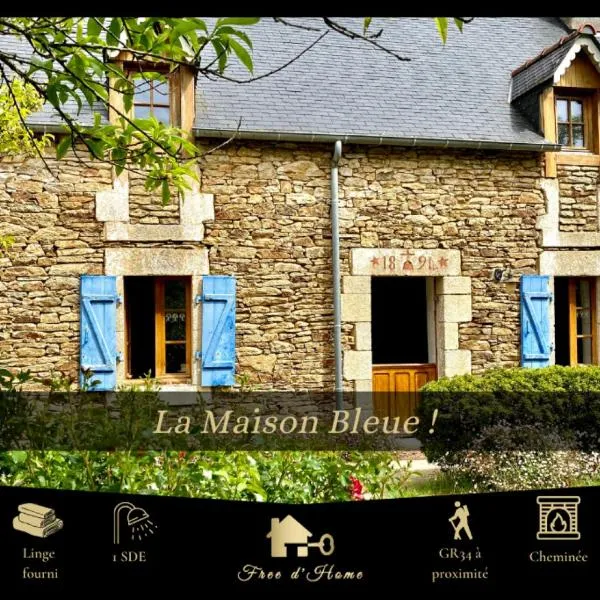 LA MAISON BLEUE,authenticité, nature, simplicité, 2-5 personnes, Moëlan sur Mer、モエラン・シュル・メールのホテル