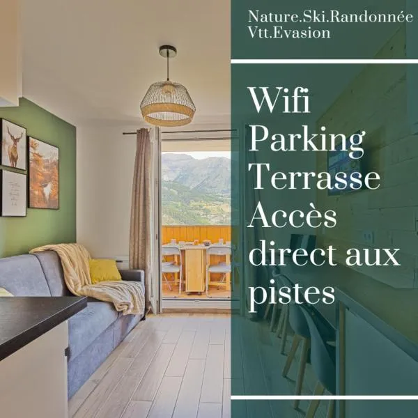 Studio de charme avec vue sur le Val d'Allos, parking et Wifi gratuit, hotell i Allos