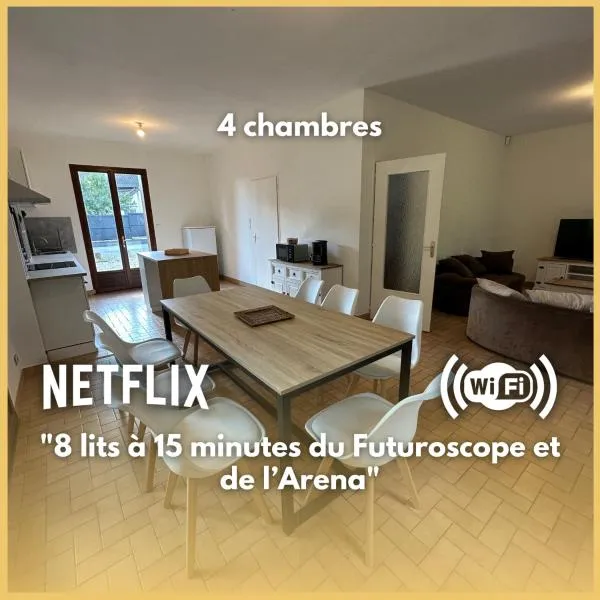 Maison paisible, 15 min du Futuroscope & Arena., hotel i Fontaine-le-Comte