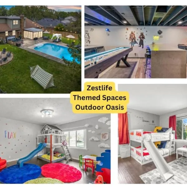 Zestlife-LuxuryEscape-ThemedRooms-Pool-GameRoom, готель в Індіанаполісі