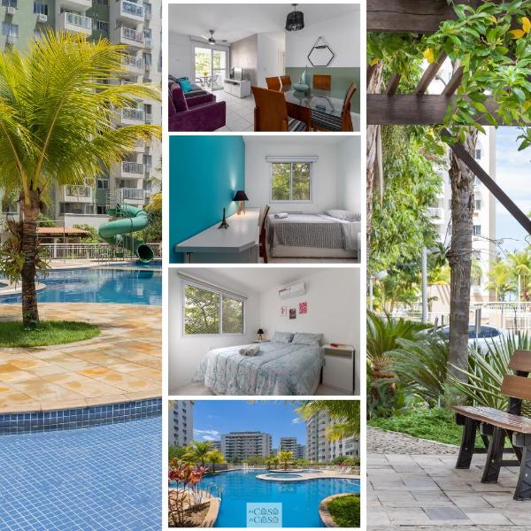 3 QUARTOS a 300 RioCentro - Condominio com PISCINA, ESTACIONAMENTO e Portaria 24h - Wi-Fi ilimitado e Cozinha Completa - Apartamento indicado para Grupos, Hóspedes a Trabalho e Crianças