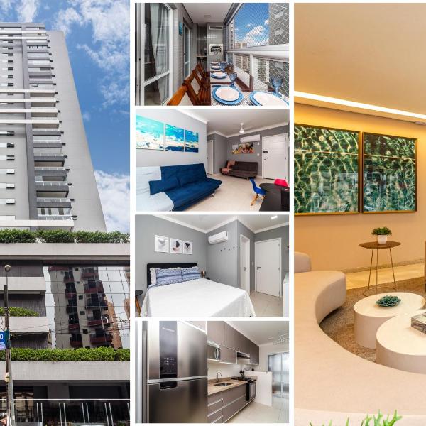 Piemax Praia Grande - 100m PRAIA do BOQUEIRÃO e CENTRO - Vista MAR - Varanda GOURMET com CHURRASQUEIRA privativa - AR CONDICIONADO em todos os ambientes - Wi-Fi 800 Mbps - HOME OFFICE- Vaga de Garagem - Acomoda até 6 pessoas