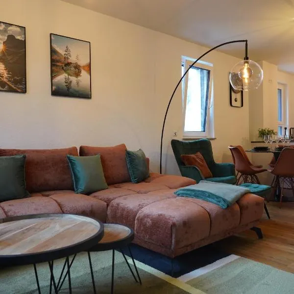 Viesnīca Design-Apartment I direkt im Zentrum von Bad Krozingen I Boxspring I Terrasse mit Garten & direktem Parkplatz I Boxspring I Nespresso pilsētā Bādkrocingene