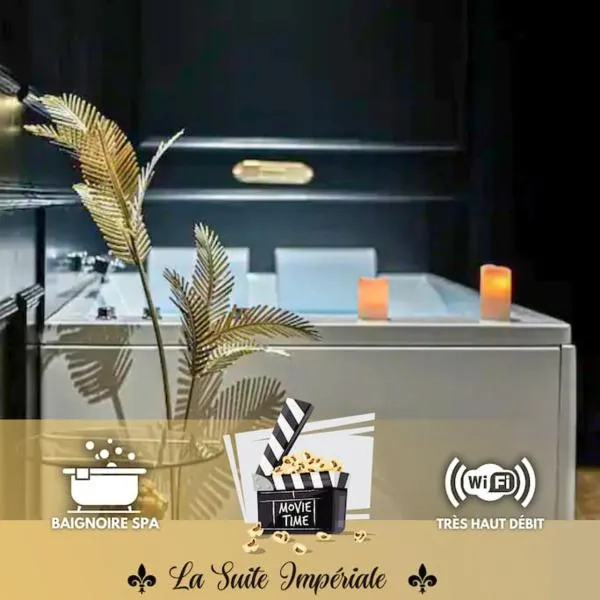 Suite Impériale Jacuzzi ~ Cinéma ~ Self Check-in, hotelli kohteessa Le Petit-Quevilly