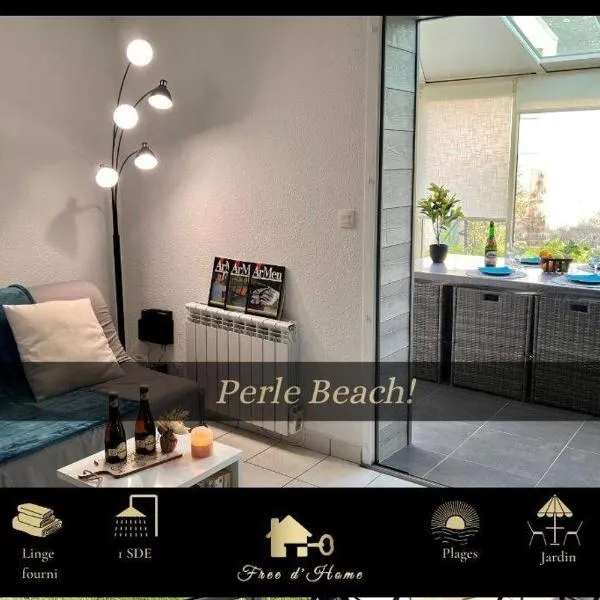 Perle Beach, Petite maison située en bord de plage, piscine., hotel i Guidel