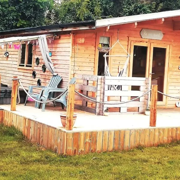 Luxury log cabin with wood fired hot tub, hotel v destinaci Moville