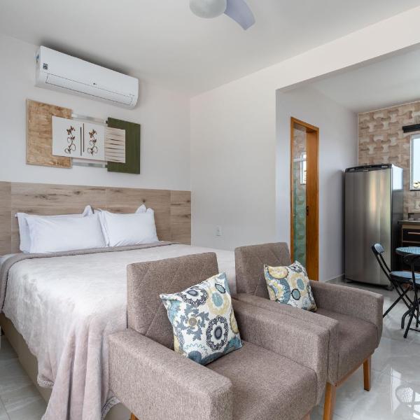Studio com ar, garagem - Itaipuaçu - Ideal para 3 pessoas