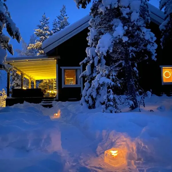 Northern Light Villa Ylläs with a Jacuzzi、Kaukonenのホテル