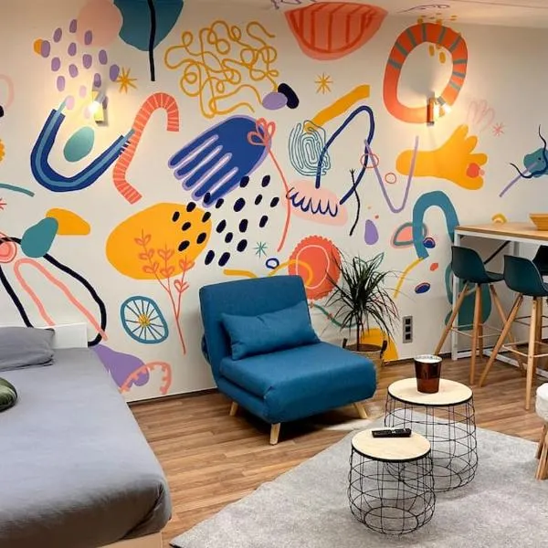 La fresque d'Héloïse - appartement 1 chambre 2 lits doubles, hotell sihtkohas Péruwelz