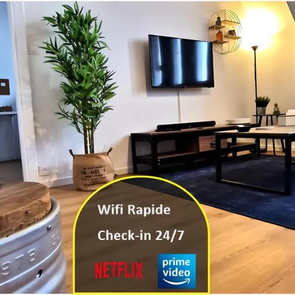 Reims Appart - Idéal pour Pro en déplacement *Wifi rapide *Vue panoramique *Parking facile, hotel en Roubaix